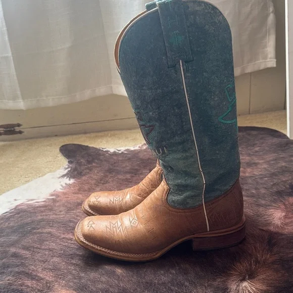 Tin Haul Blue and Brown Heeled Boots - Picture 6 of 8